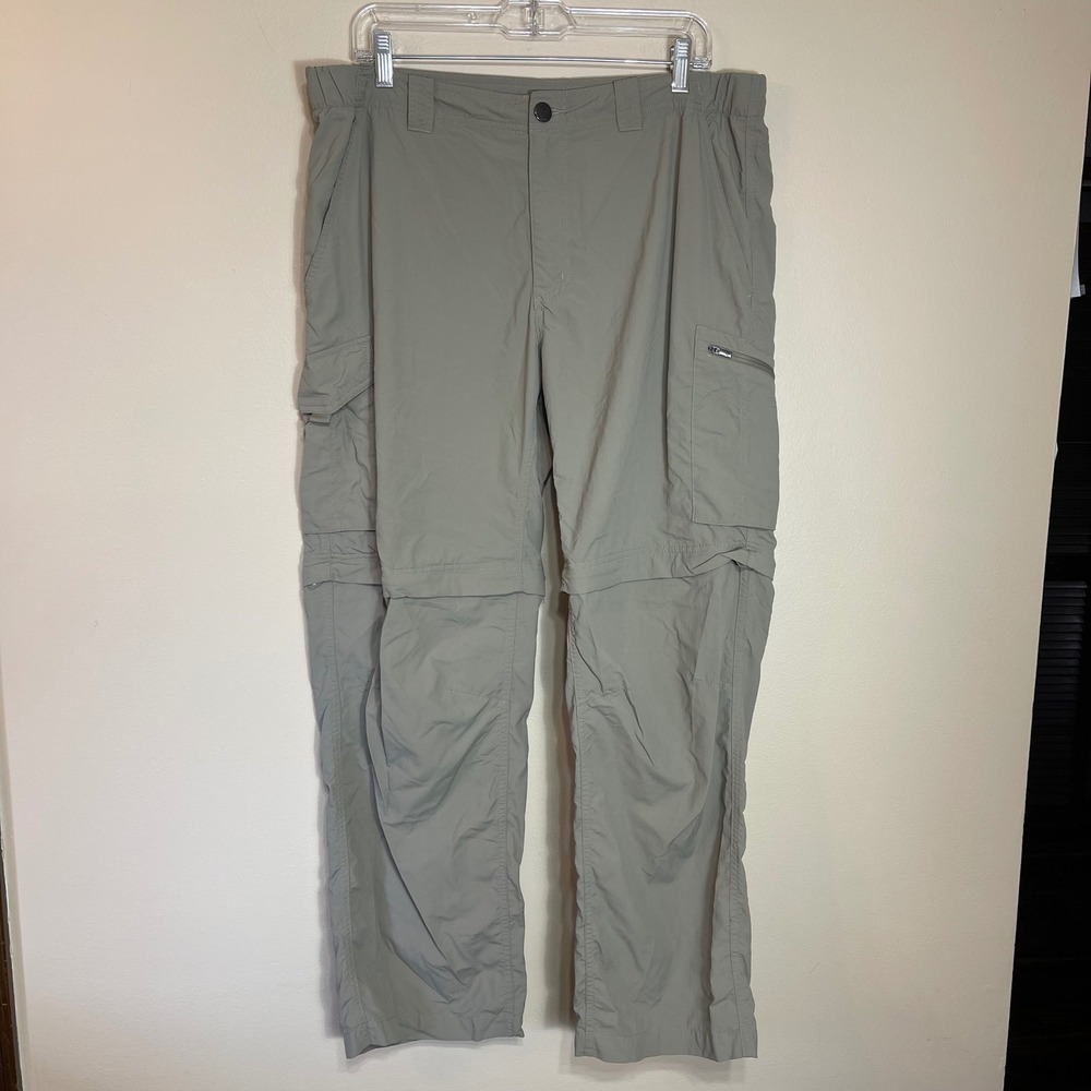 Columbia Mens Silver Ridge Convertible Cargo Pants Beige 38x30 Omni-Shade Hiking